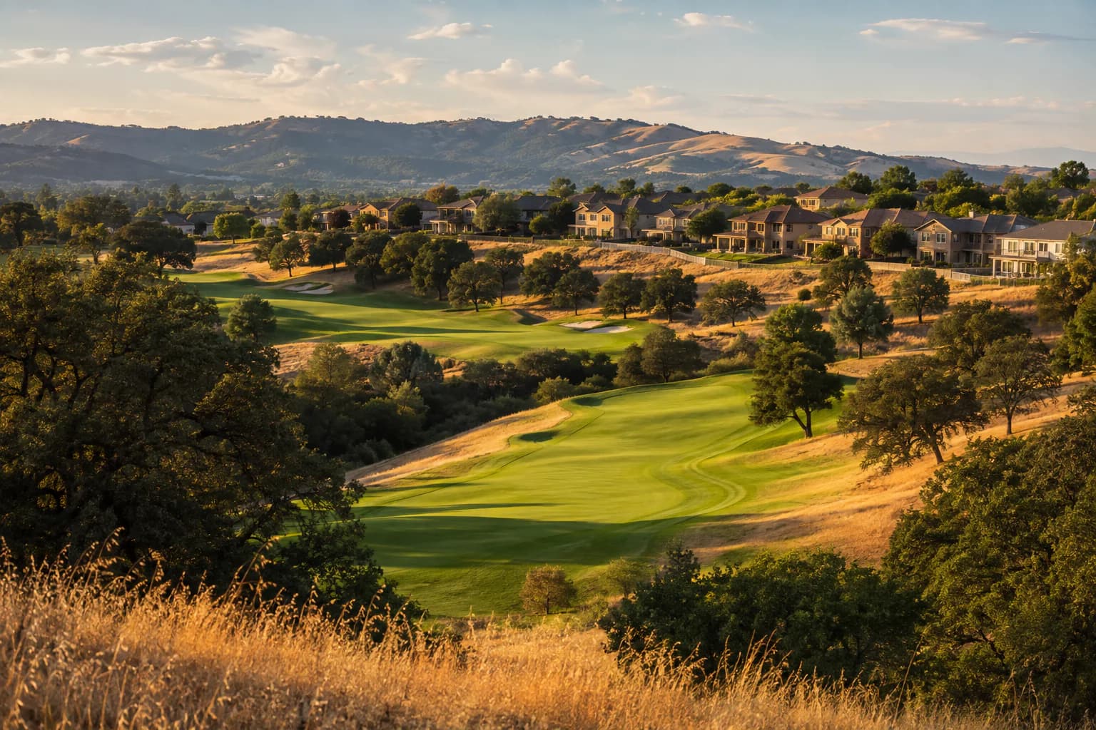 Representative public golf-course landscape at the base of the Folsom foothills