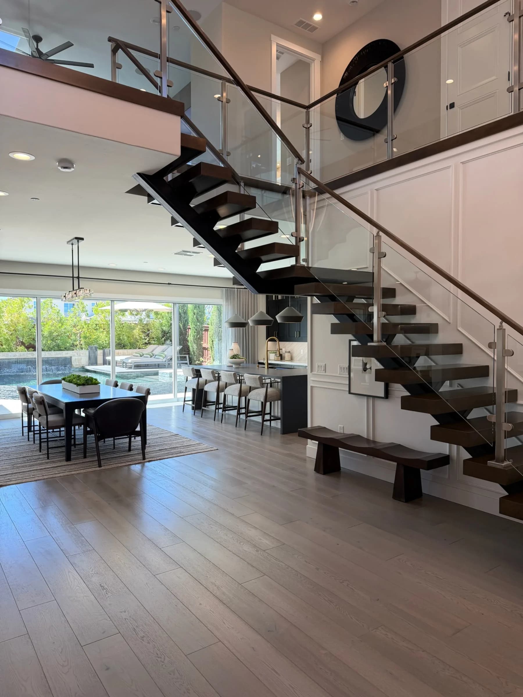 Open staircase in submitted model-home imagery associated with Heritage Trails