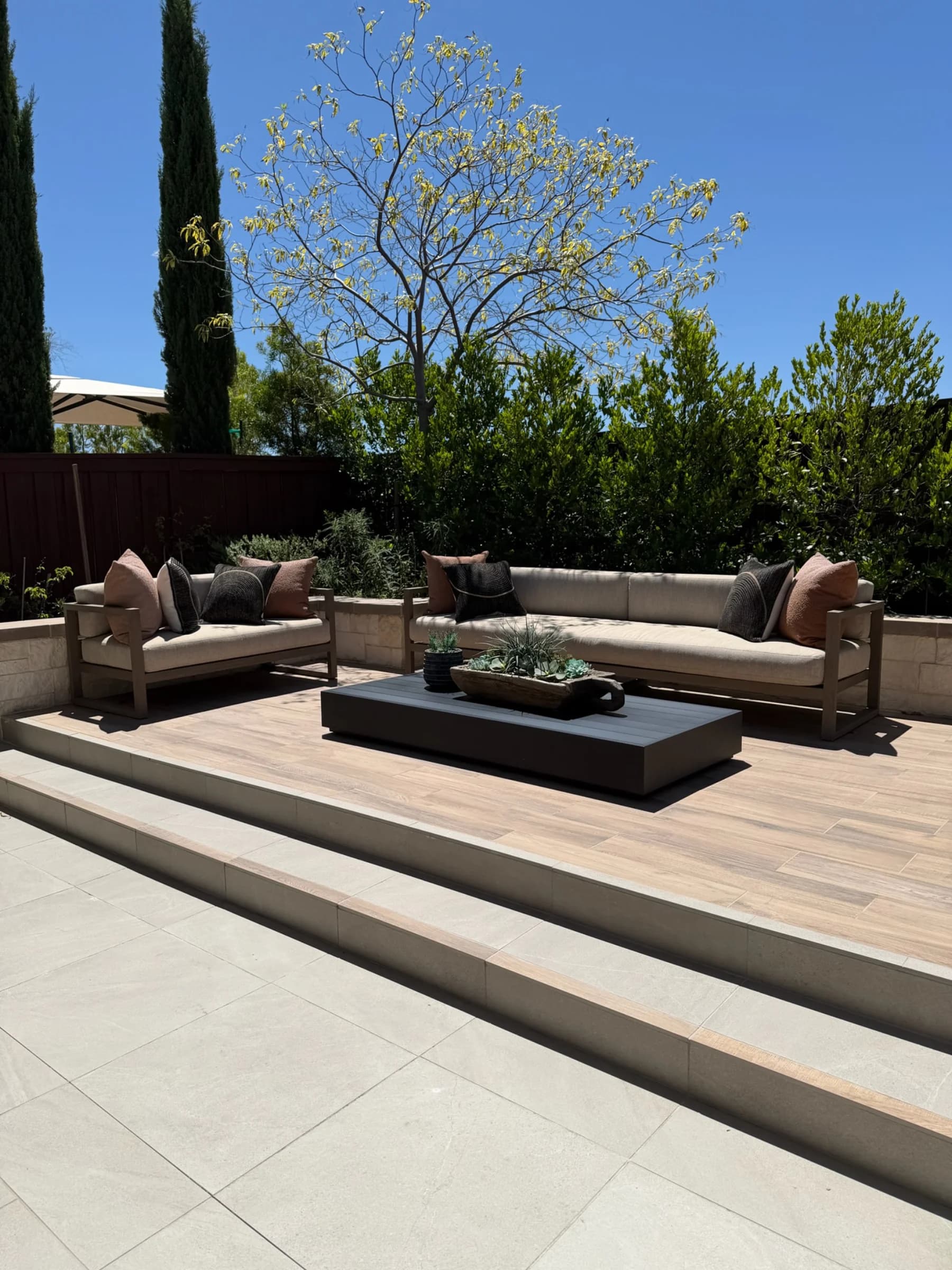 Outdoor lounge in submitted model-home imagery associated with Heritage Trails