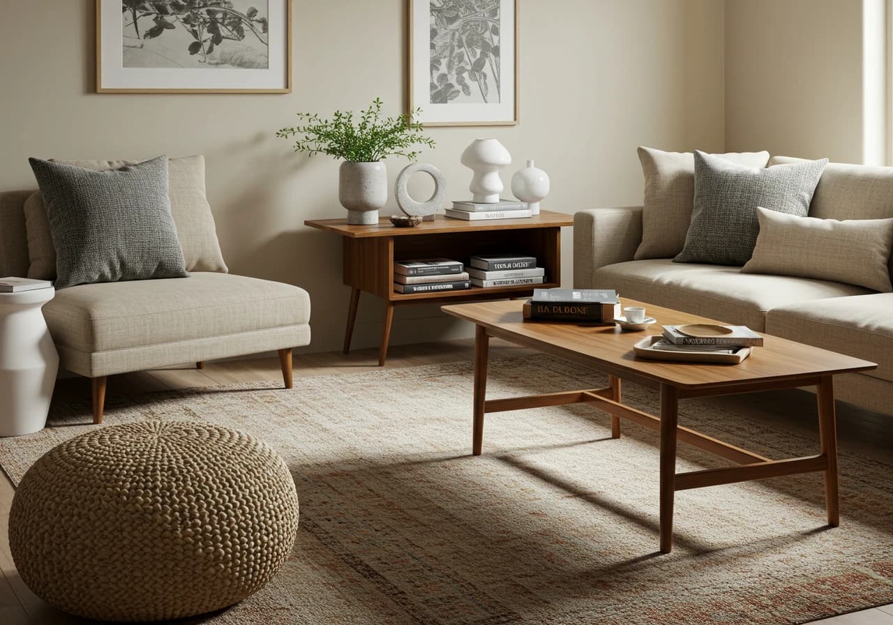 Representative contemporary living room in a newer home