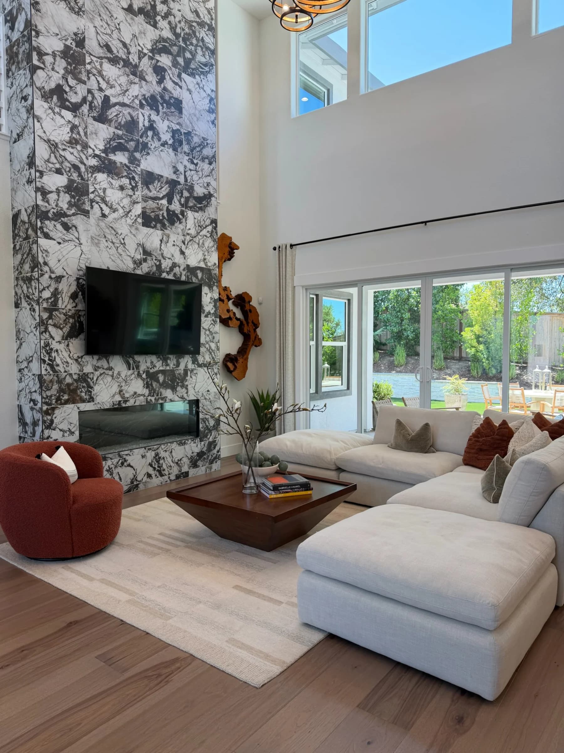 Great room in submitted model-home imagery associated with The Park at Granite Bay