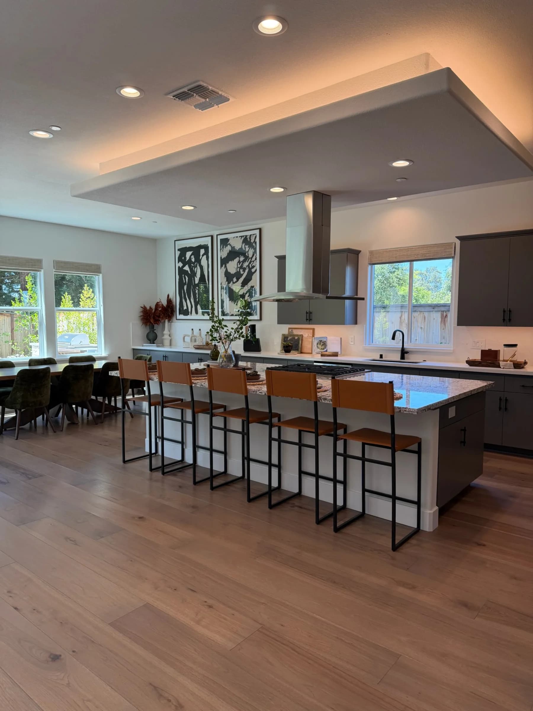 Open-concept kitchen in submitted model-home imagery associated with The Park at Granite Bay