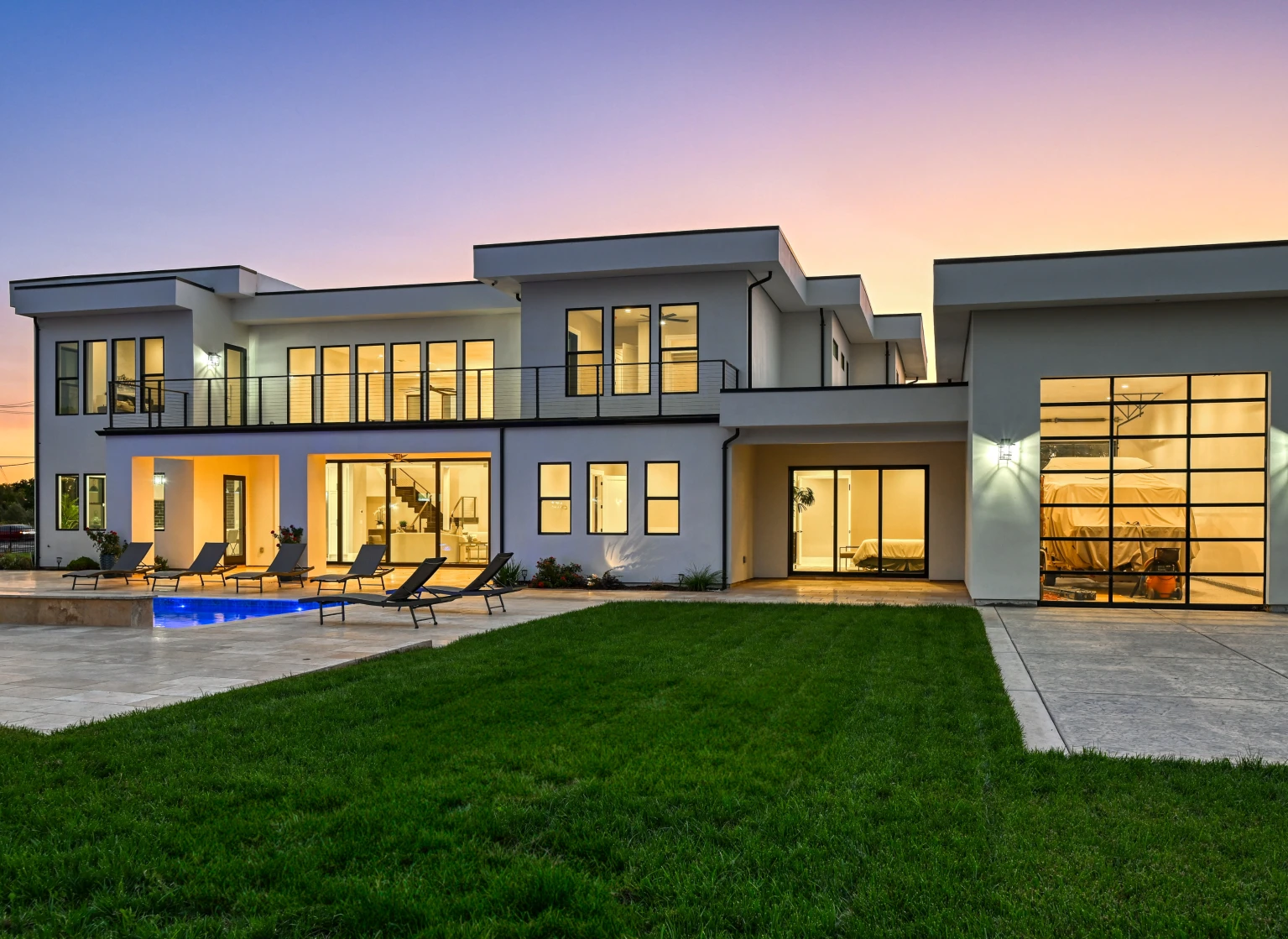 Luxury Sacramento home at twilight